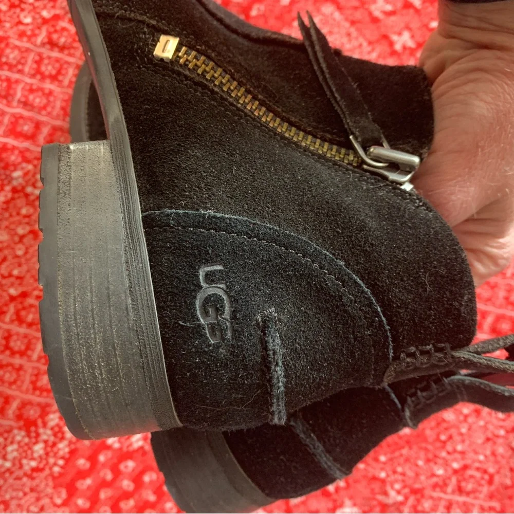 UGG Aureo II women's ankle boots Black Suede with Zipper Size 10